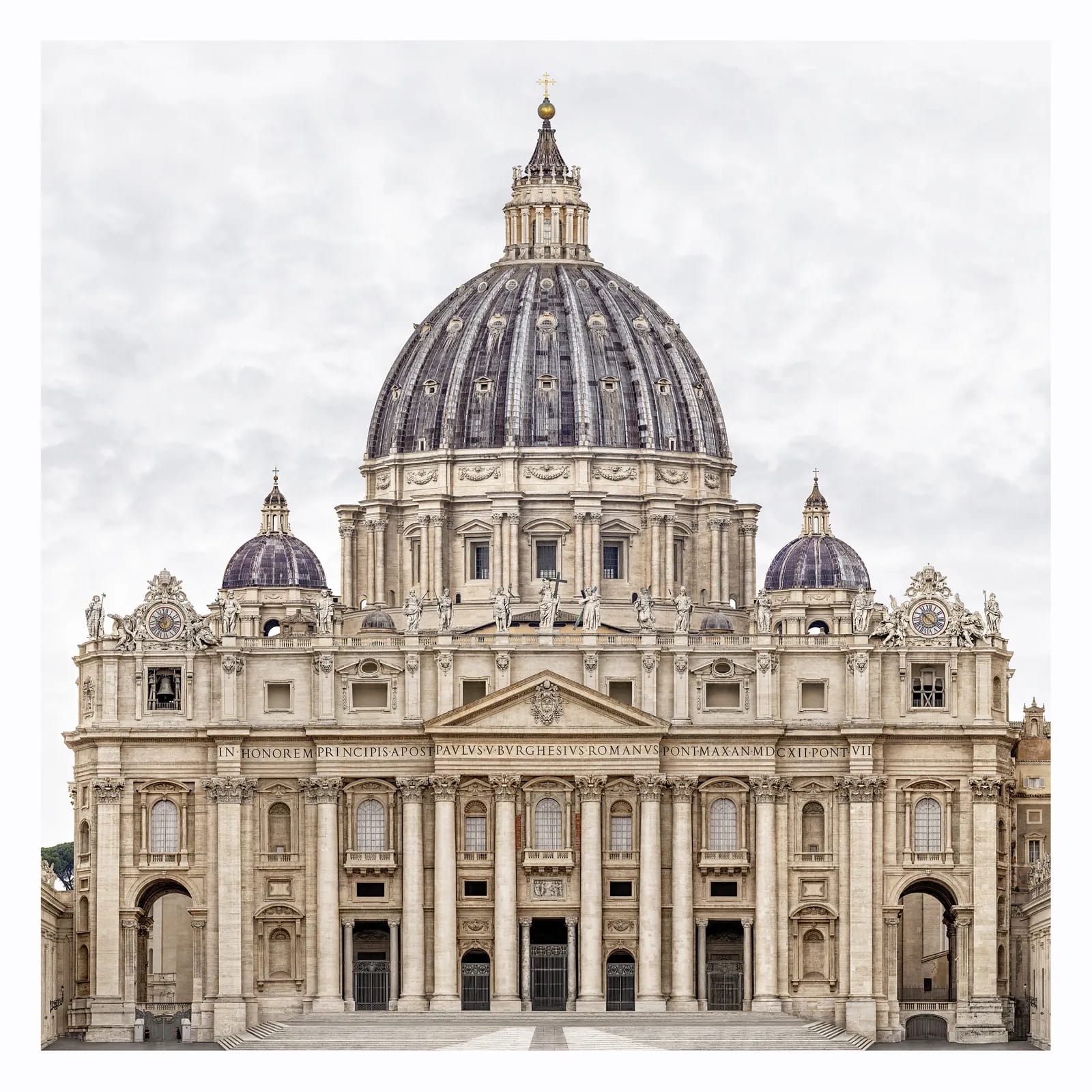 A fine art photograph by Marcus Brunetti of the facade of the Basilica di San Pietro in Rome