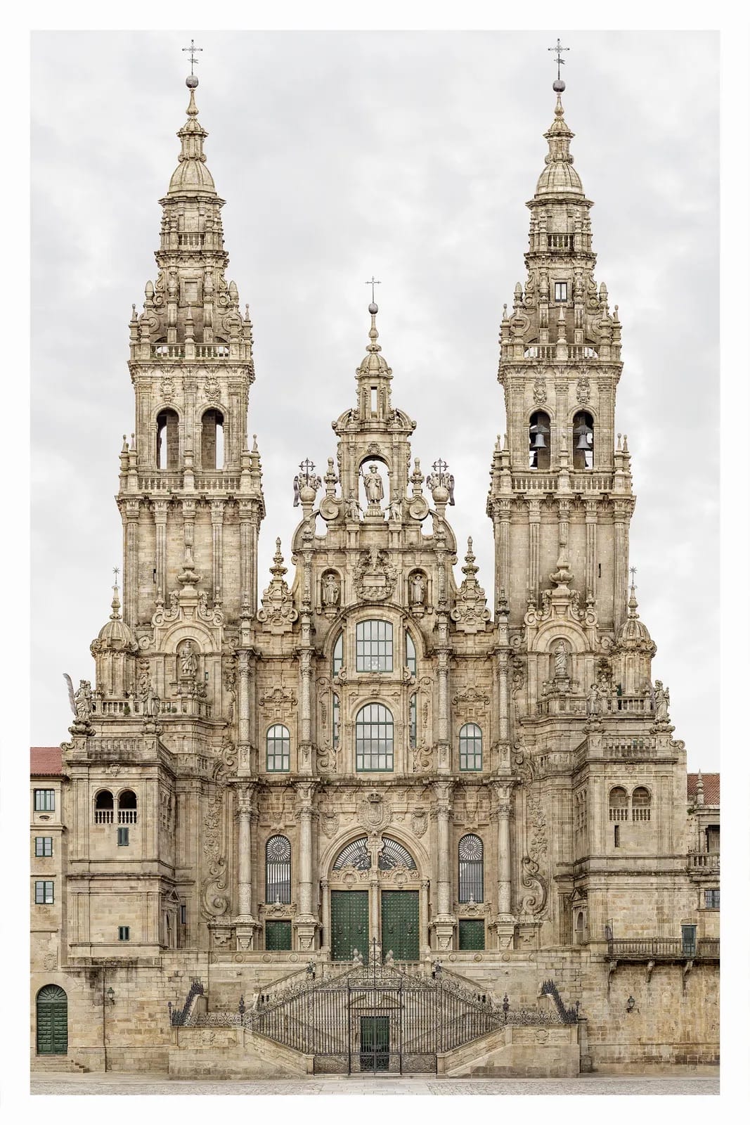 A fine art photograph by Marcus Brunetti of the facade of the Cathedral of Santiago de Compostela